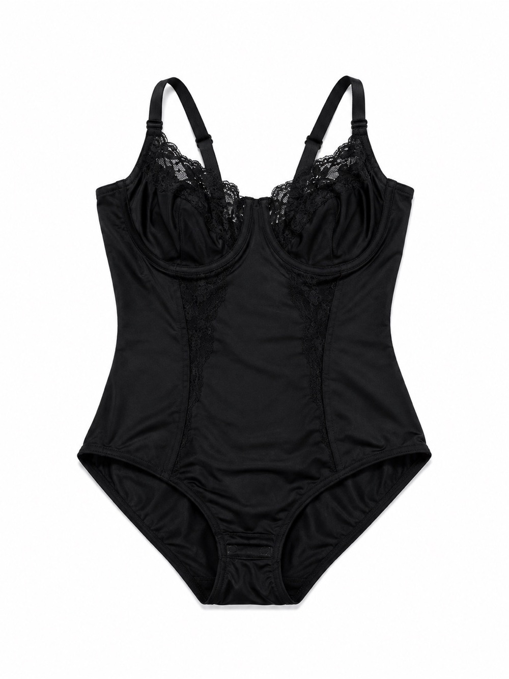 Maidenform Black Lace-Trim Shapewear Bodysuit